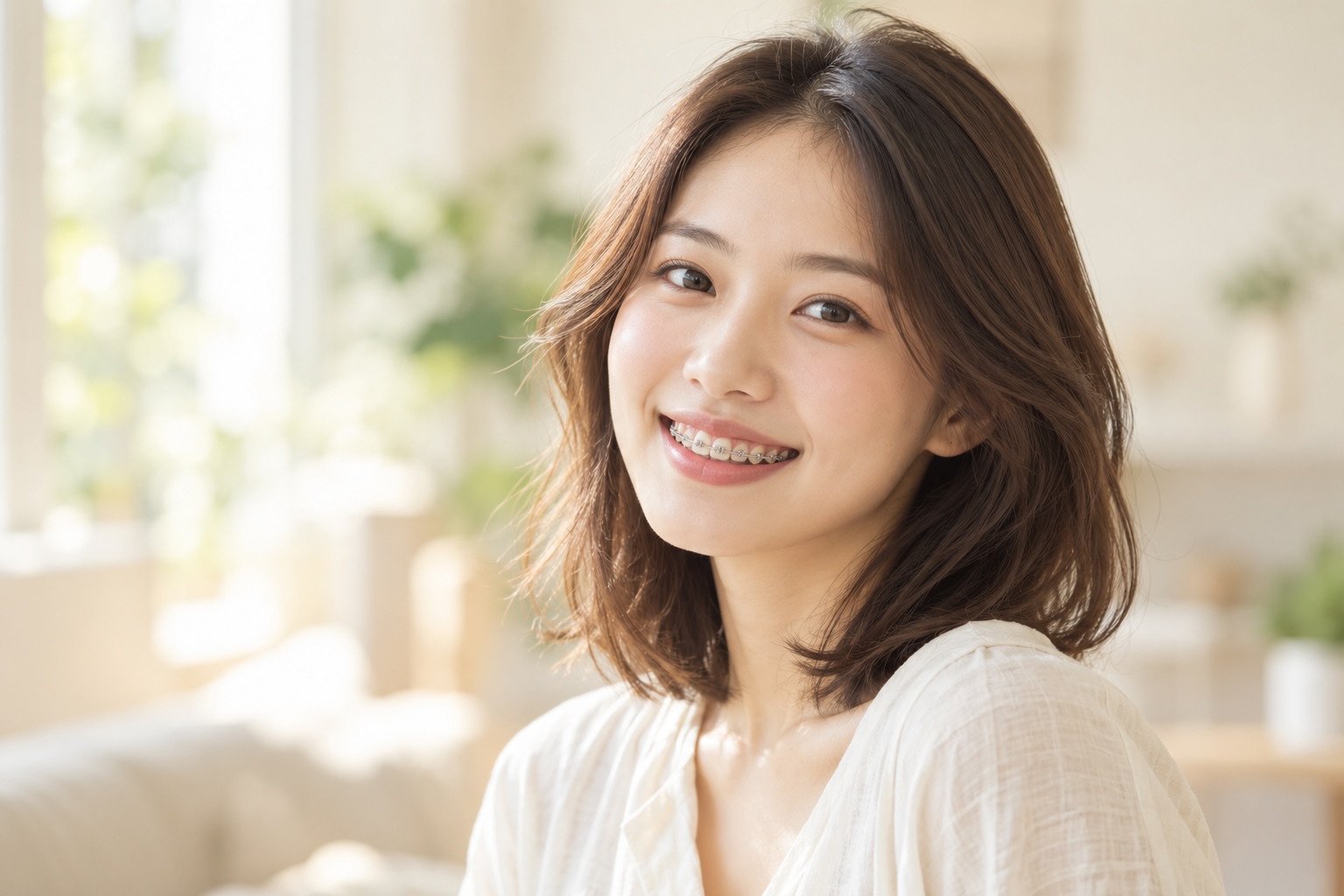 服務 Woman smiling with braces